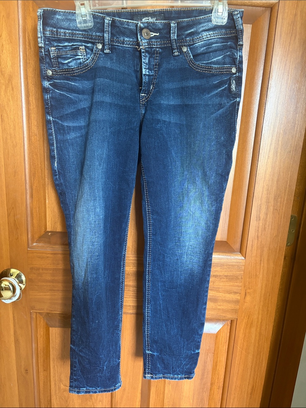 Silver Jeans Dark Blue Cropped Stretch Denim